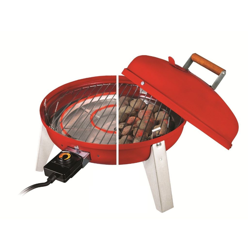 Red Americana Wherever dual-fuel electric and charcoal portable grill