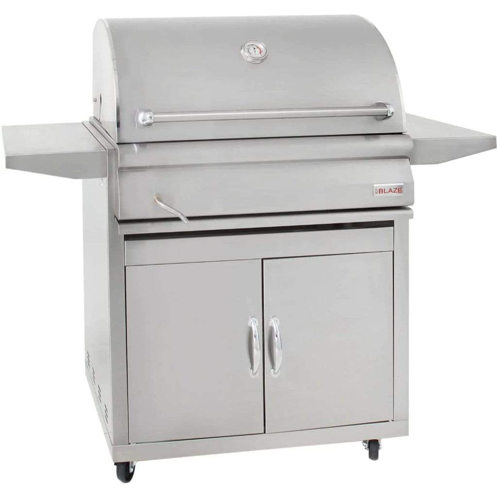 Blaze 32 inch stainless steel freestanding charcoal grill on cart – view 2
