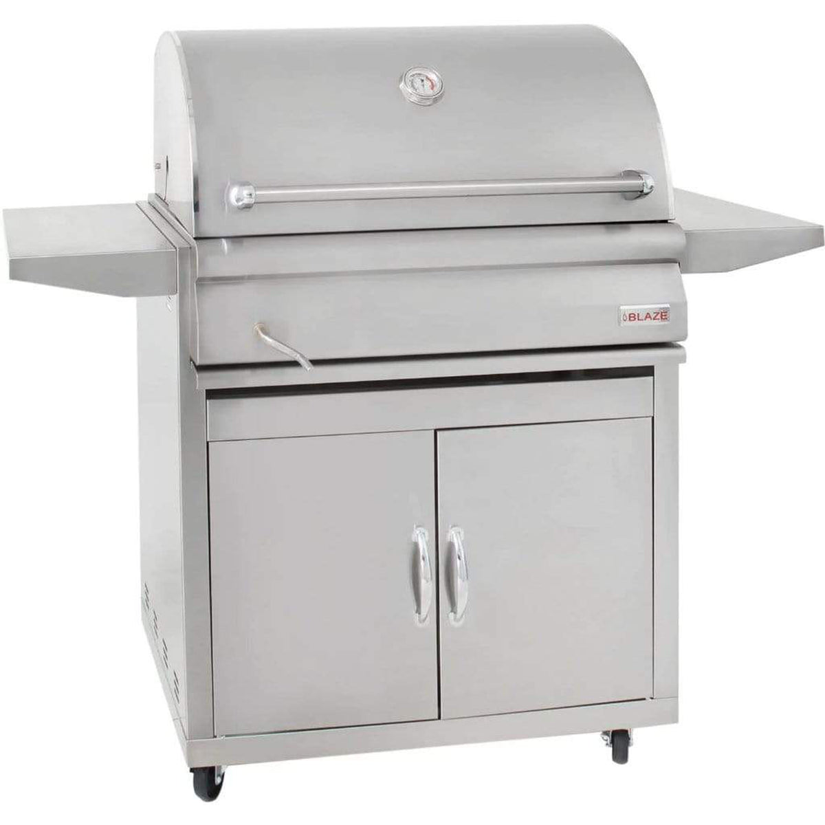 Blaze 32 inch stainless steel freestanding charcoal grill on cart – view 2