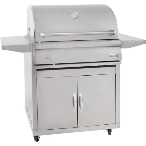Blaze 32 inch stainless steel freestanding charcoal grill on cart – view 2
