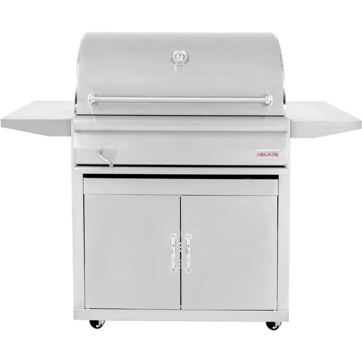 Blaze 32 inch stainless steel freestanding charcoal grill on cart