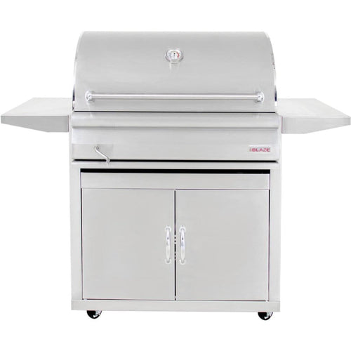 Blaze 32 inch stainless steel freestanding charcoal grill on cart