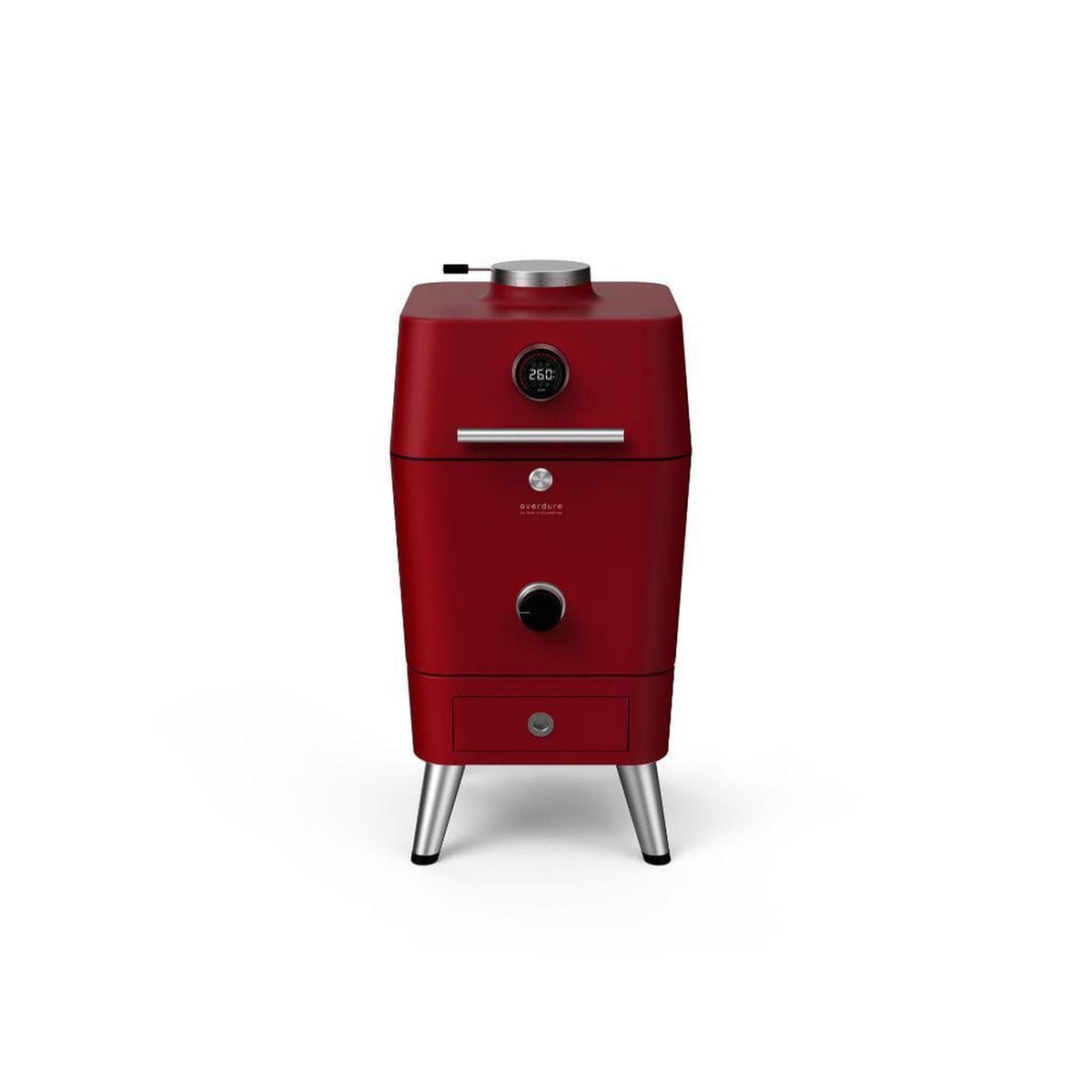 Everdure 4K electric ignition charcoal grill and outdoor oven on its stand – view 4