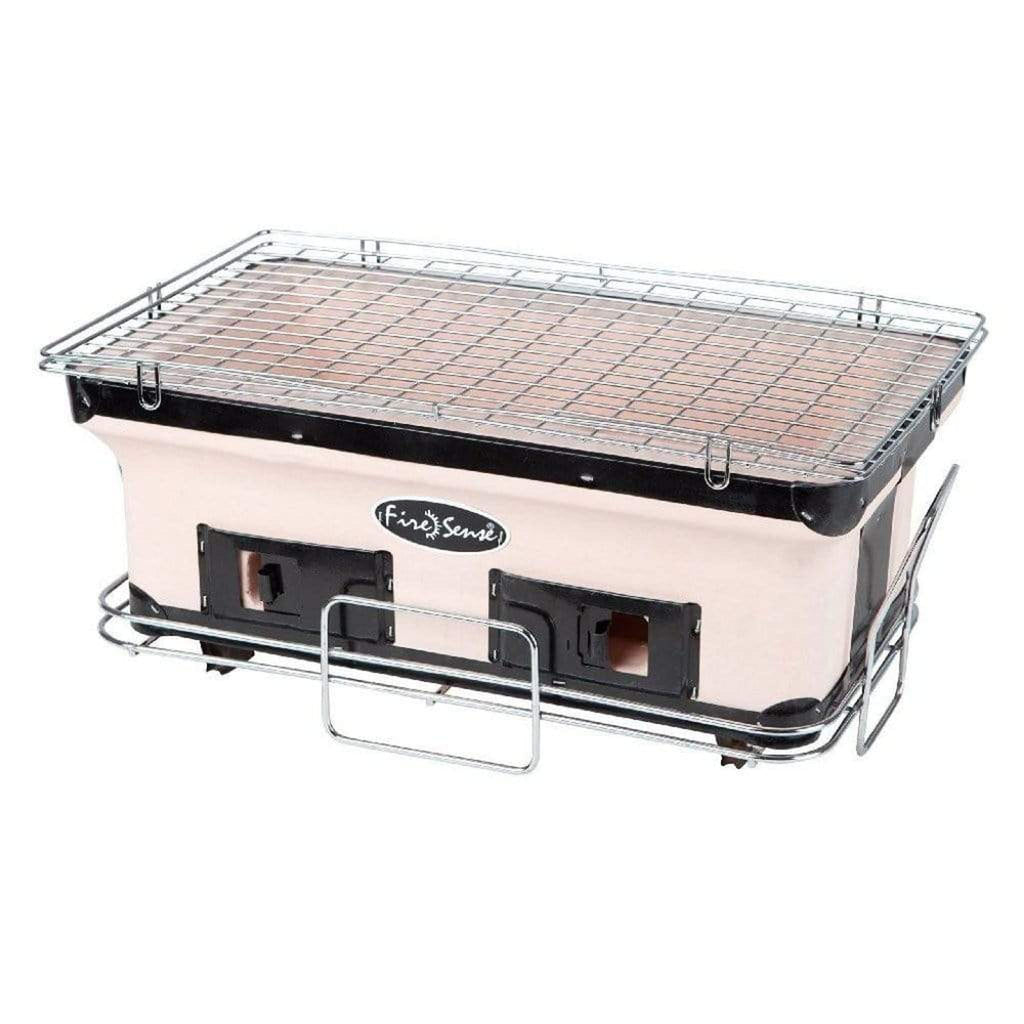 Fire Sense 18 inch handmade clay yakitori tabletop charcoal grill on chrome stand – view 11