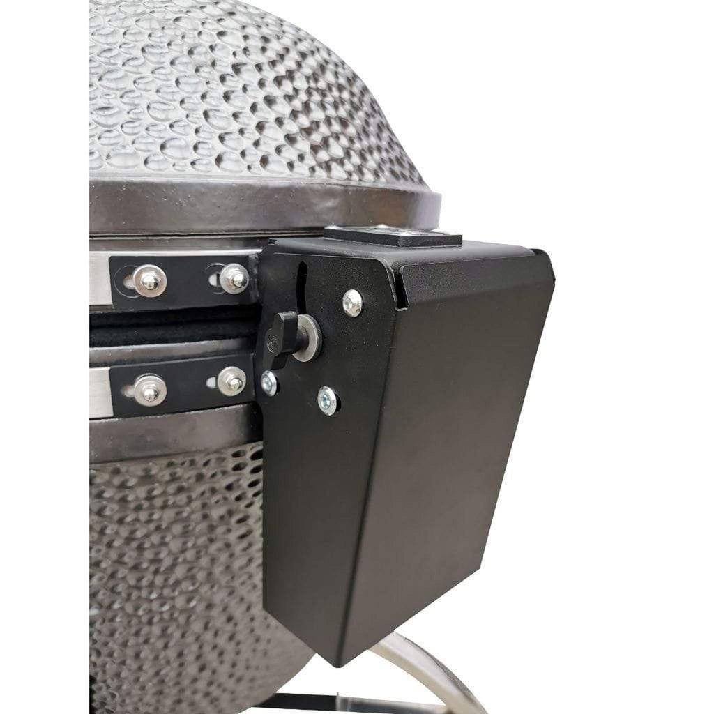Gunmetal gray Icon Grills XD702 Maxis ceramic kamado grill on storage cart – view 11