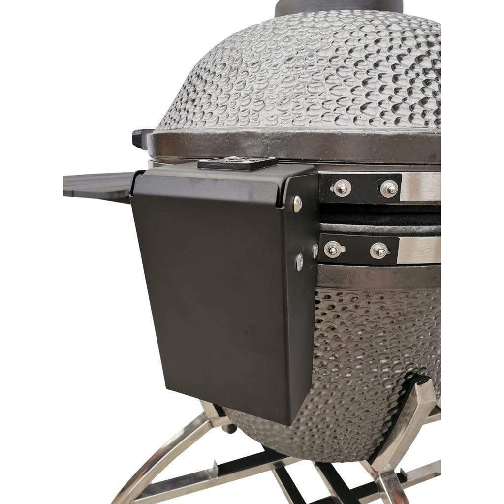 Gunmetal gray Icon Grills XD702 Maxis ceramic kamado grill on storage cart – view 12