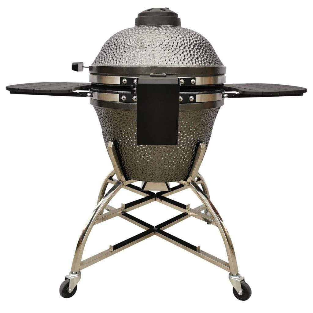 Gunmetal gray Icon Grills XD702 Maxis ceramic kamado grill on storage cart – view 4
