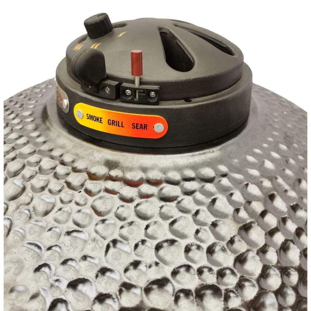 Gunmetal gray Icon Grills XD702 Maxis ceramic kamado grill on storage cart – view 9