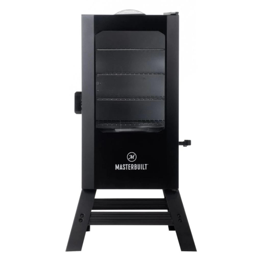 Black Masterbuilt digital electric smoker with four racks