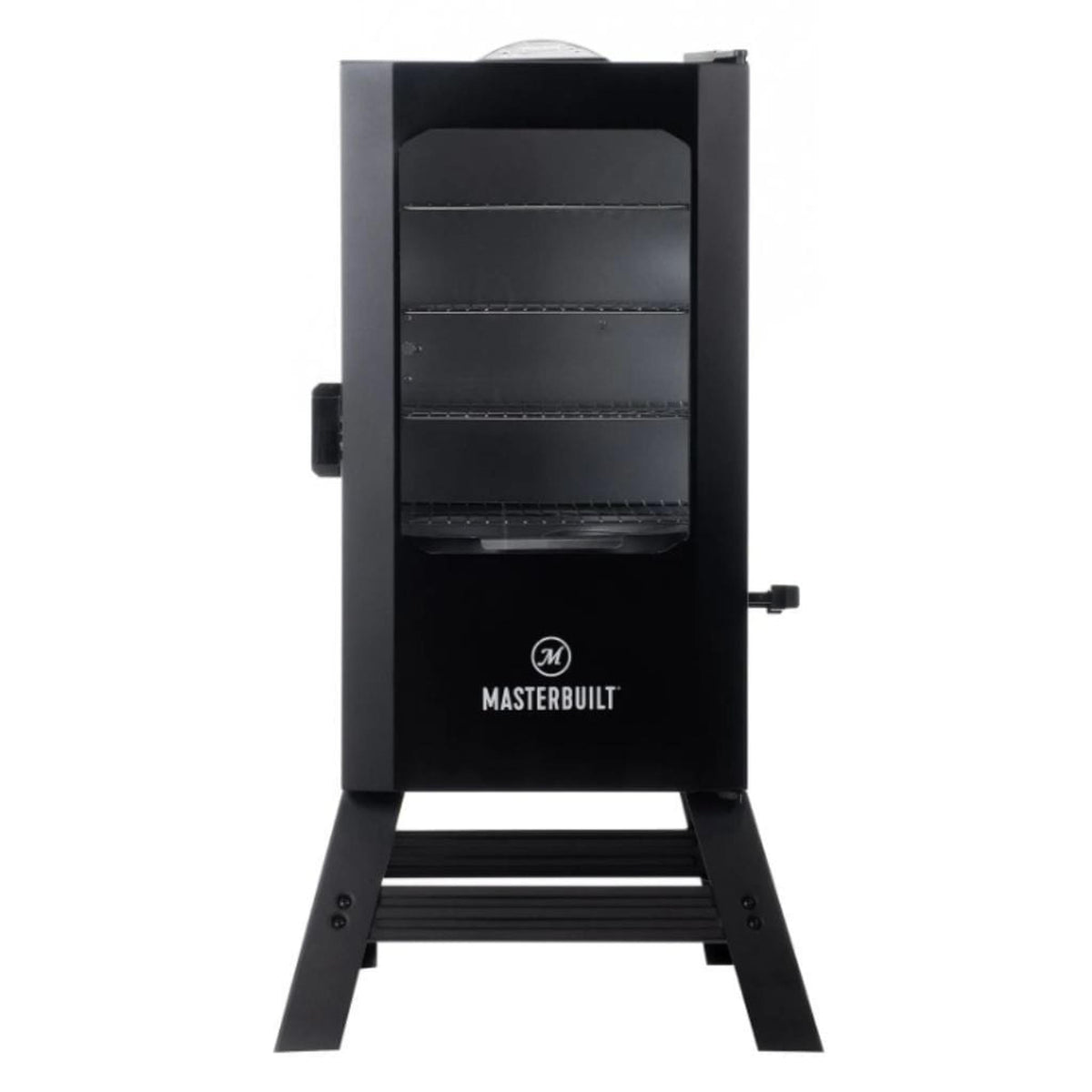 Black Masterbuilt digital electric smoker with four racks