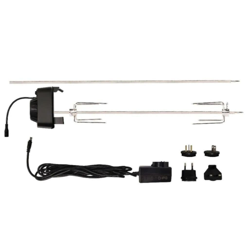 Masterbuilt Gravity Series rotisserie kit with spit rod, claws and motor