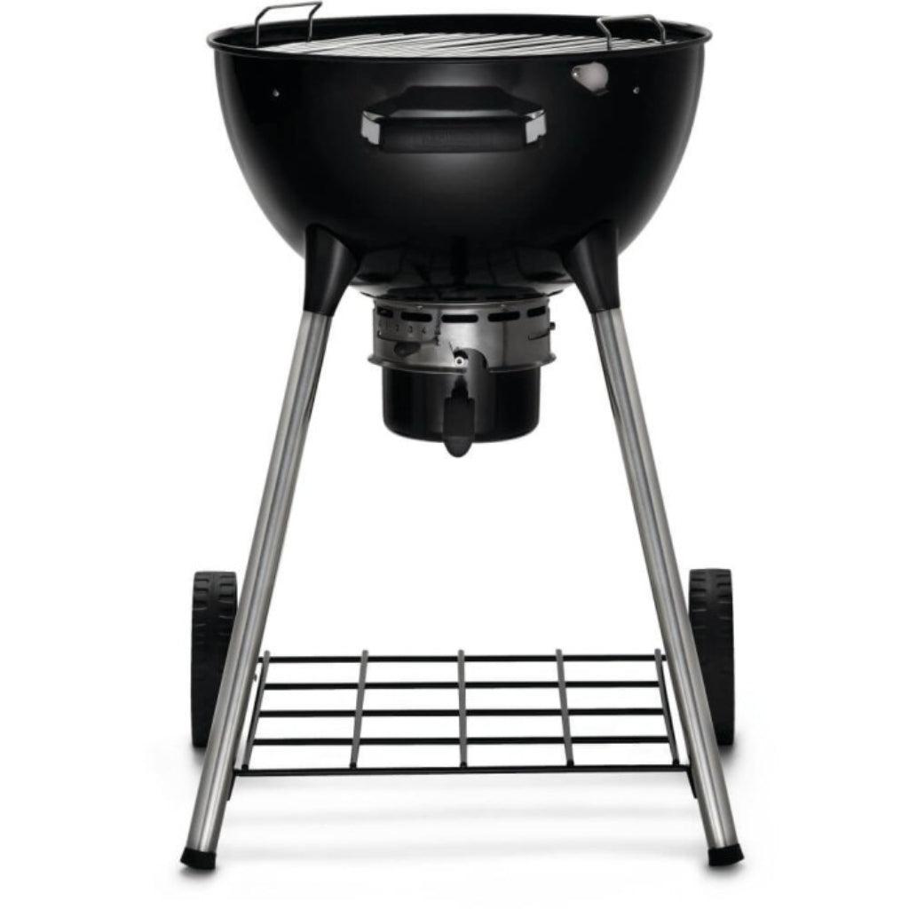 Black Napoleon 18 inch charcoal kettle grill on four-leg stand – view 3