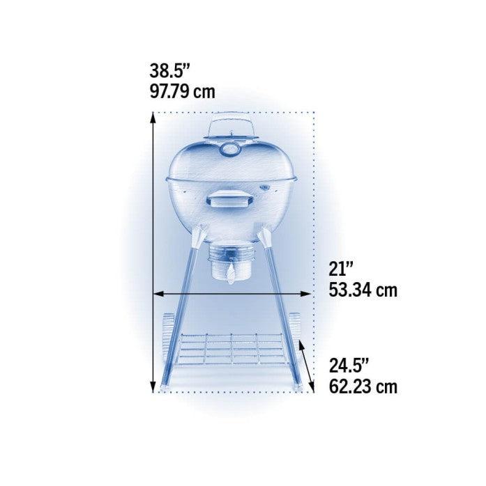 Black Napoleon 18 inch charcoal kettle grill on four-leg stand – view 6