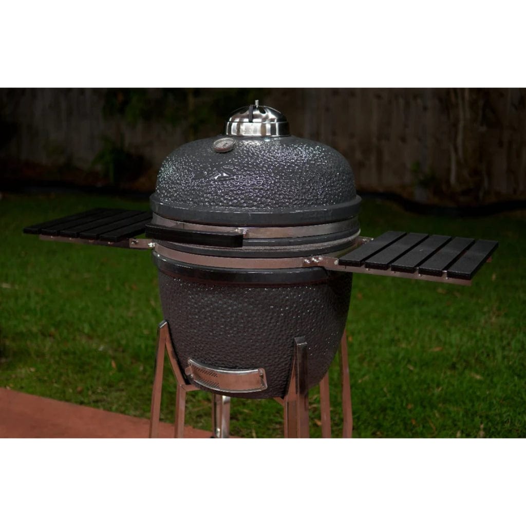 SnS Grills Slow N Sear Deluxe 22 inch ceramic kamado grill with side shelves – view 2