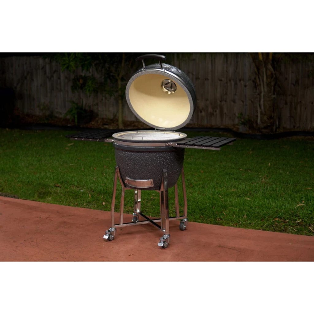 SnS Grills Slow N Sear Deluxe 22 inch ceramic kamado grill with side shelves – view 3