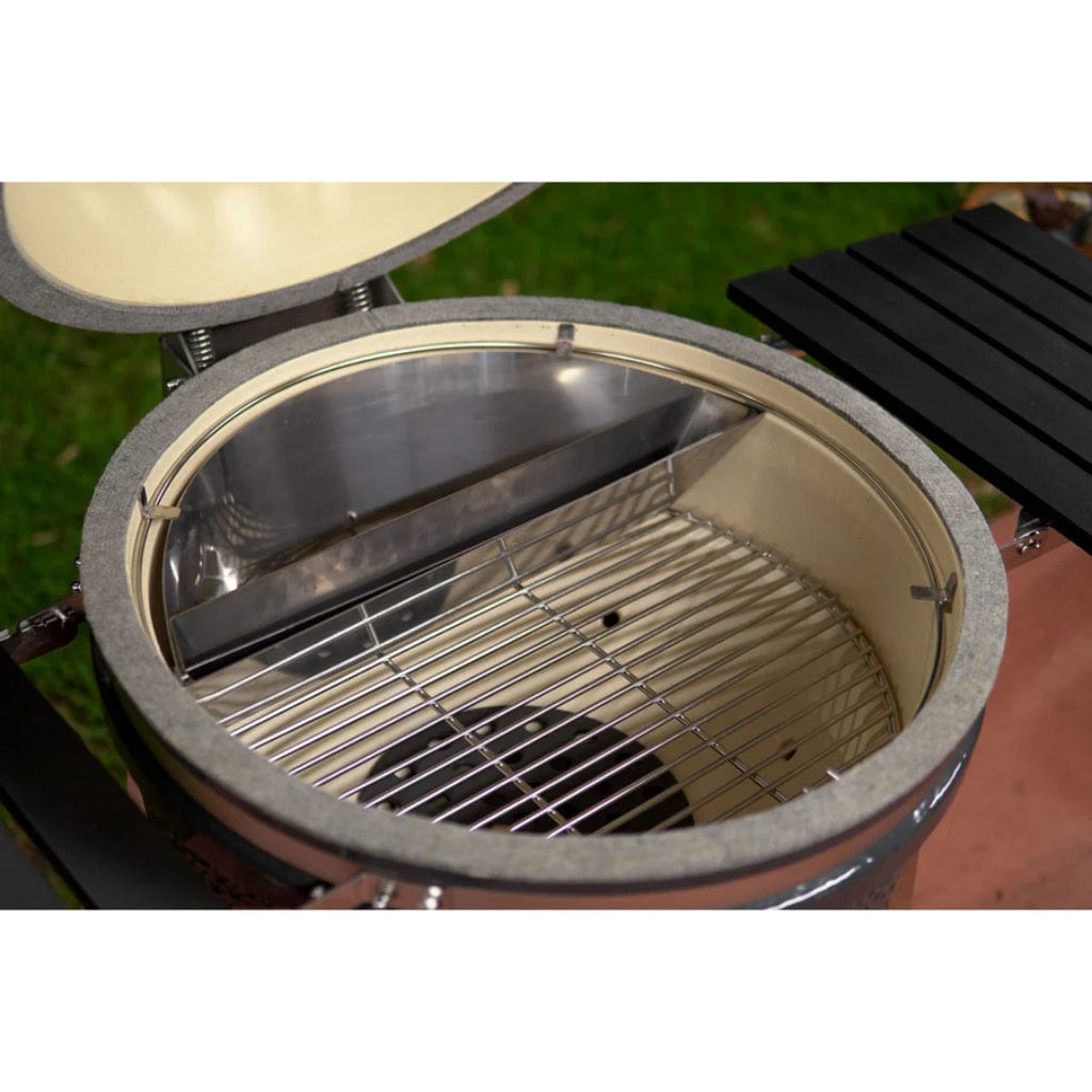 SnS Grills Slow N Sear Deluxe 22 inch ceramic kamado grill with side shelves – view 7