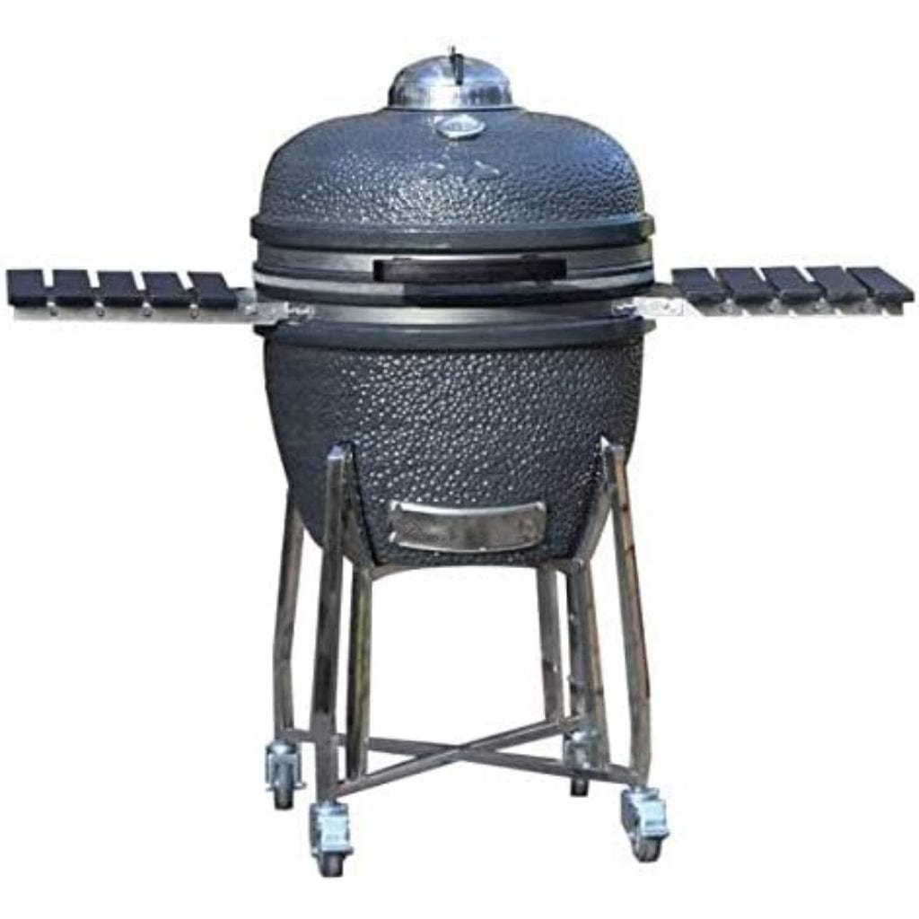 SnS Grills Slow N Sear Deluxe 22 inch ceramic kamado grill with side shelves