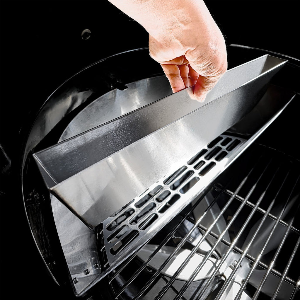 Black SnS Grills 22 inch Slow N Sear kettle charcoal grill with side shelf – view 12