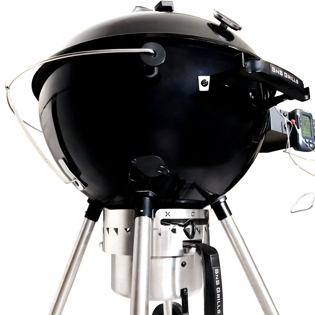 Black SnS Grills 22 inch Slow N Sear kettle charcoal grill with side shelf – view 2